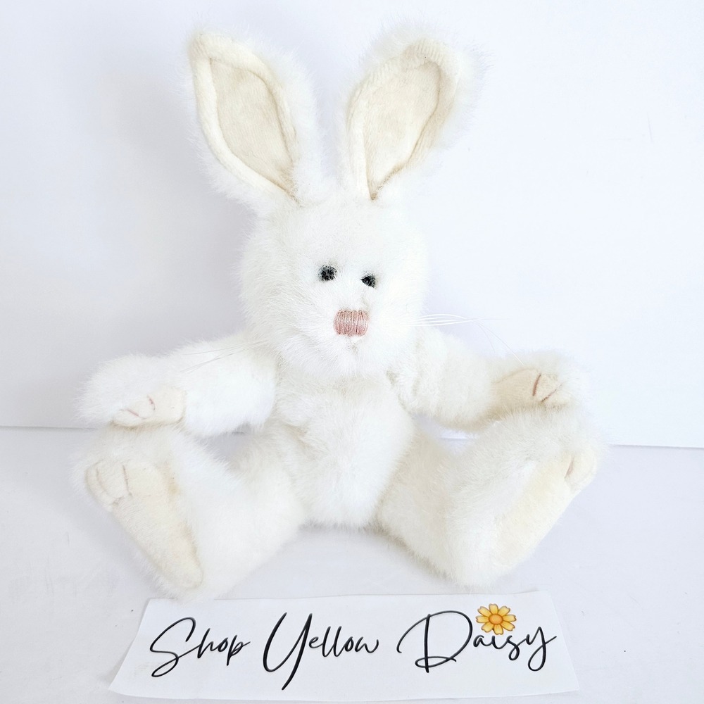 Vintage Boyds Bears Fluffie Bunnyhop White‎ Bunny Rabbit Fully Jointed - M740.1
